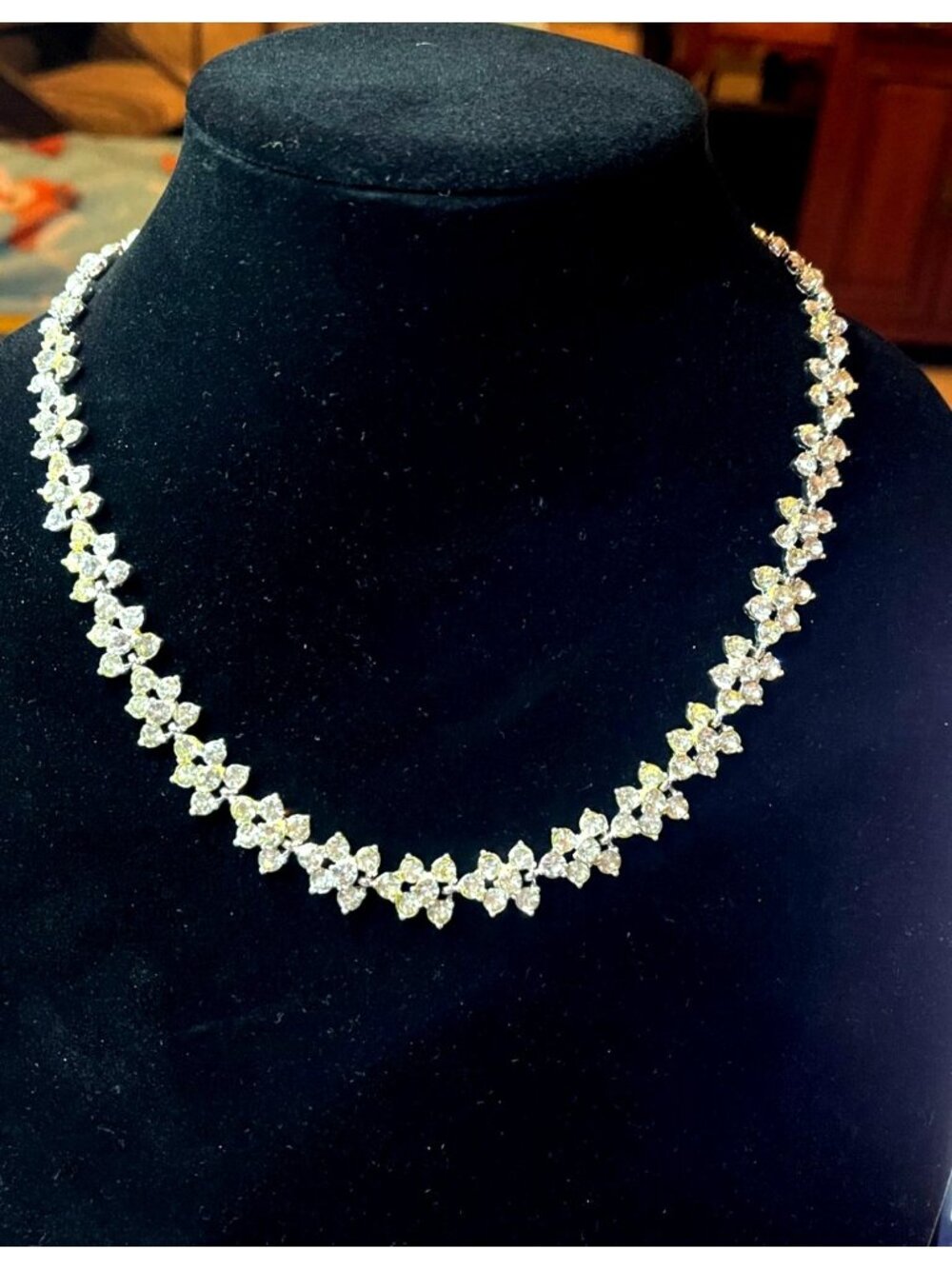 Anne Klein Diamond Style Flower Cluster Tennis Necklace
